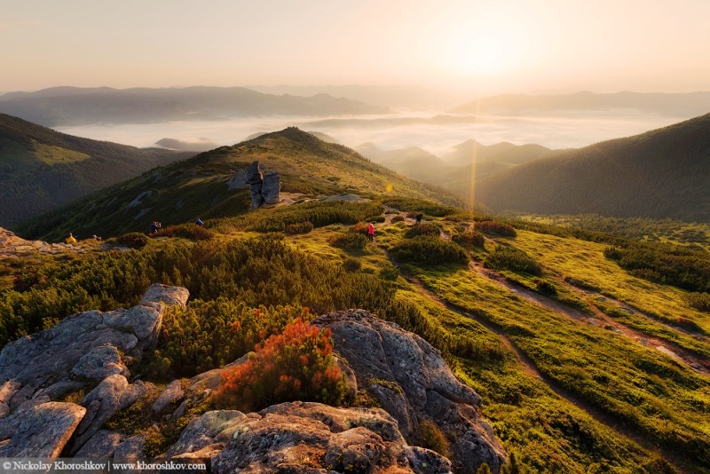 Mountain landscape at sunrise